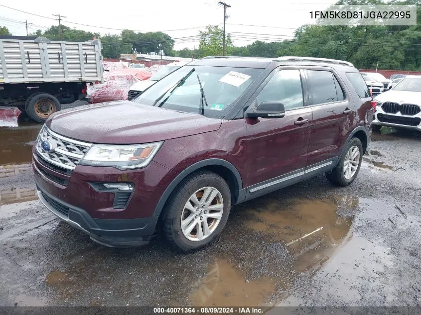 2018 Ford Explorer Xlt VIN: 1FM5K8D81JGA22995 Lot: 40071364