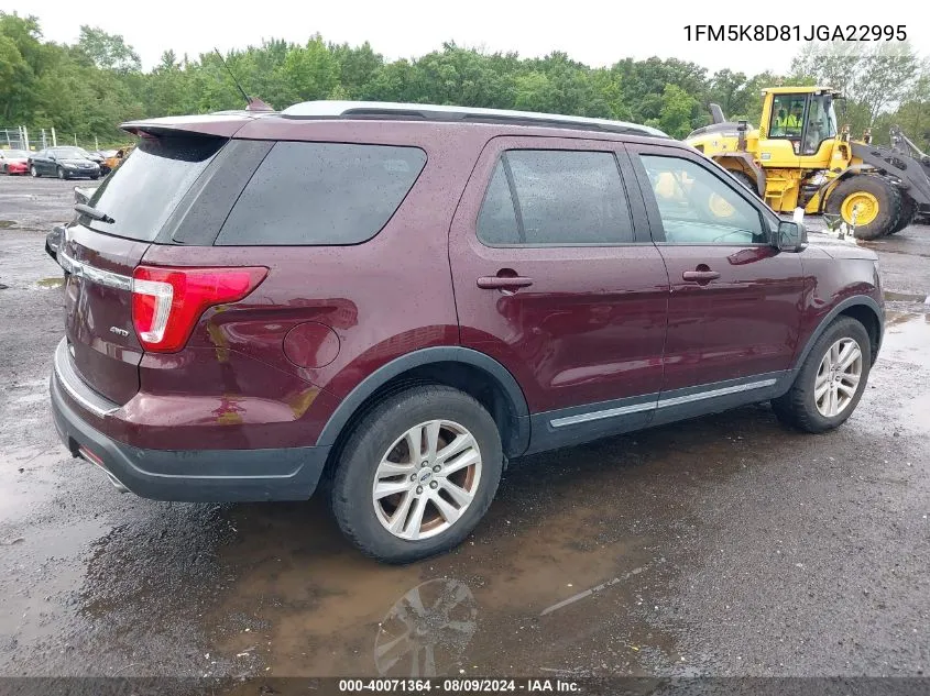 1FM5K8D81JGA22995 2018 Ford Explorer Xlt