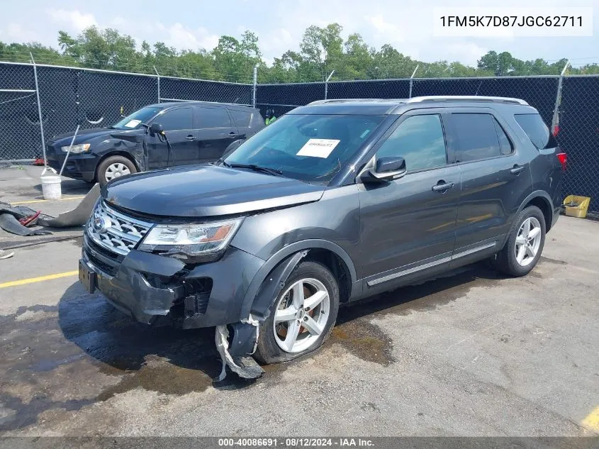 2018 Ford Explorer Xlt VIN: 1FM5K7D87JGC62711 Lot: 40086691