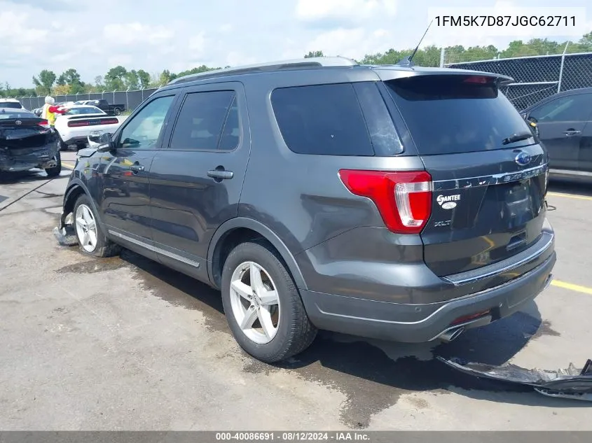 2018 Ford Explorer Xlt VIN: 1FM5K7D87JGC62711 Lot: 40086691