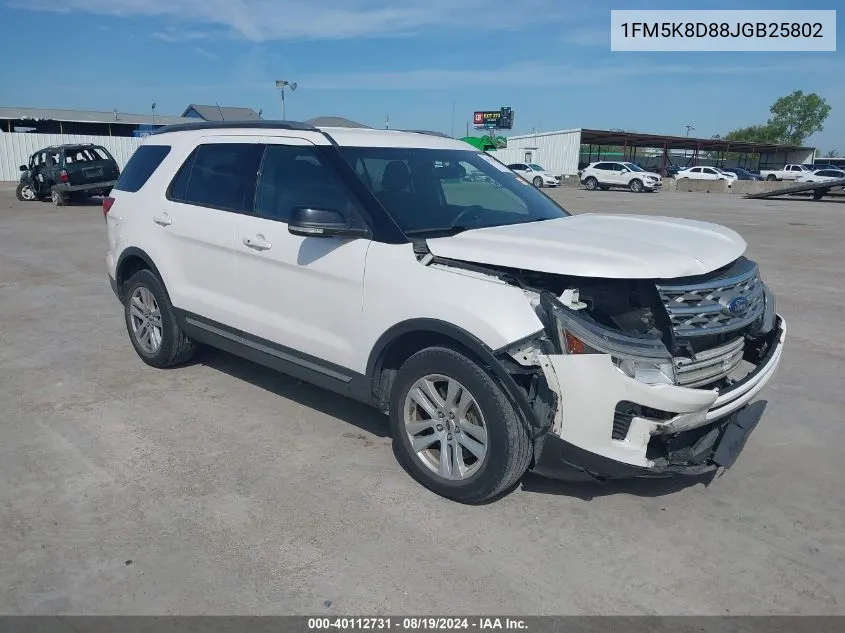 2018 Ford Explorer Xlt VIN: 1FM5K8D88JGB25802 Lot: 40112731