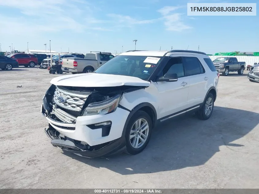 2018 Ford Explorer Xlt VIN: 1FM5K8D88JGB25802 Lot: 40112731