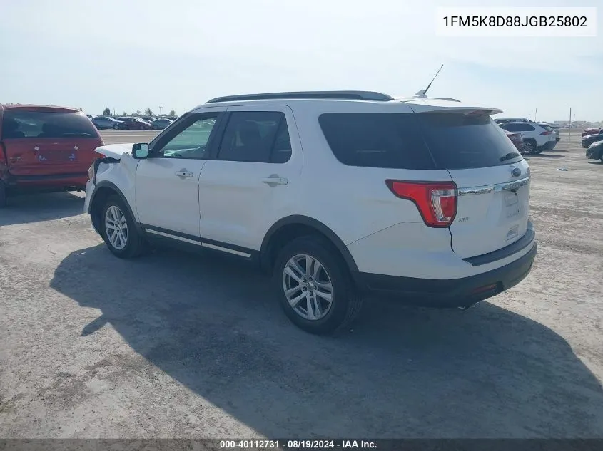 2018 Ford Explorer Xlt VIN: 1FM5K8D88JGB25802 Lot: 40112731