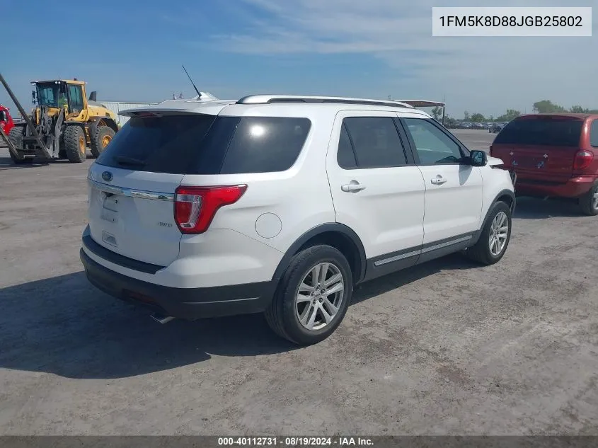 2018 Ford Explorer Xlt VIN: 1FM5K8D88JGB25802 Lot: 40112731