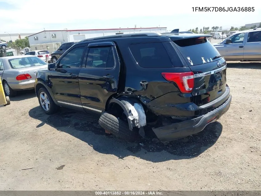 2018 Ford Explorer Xlt VIN: 1FM5K7D86JGA36885 Lot: 40113852