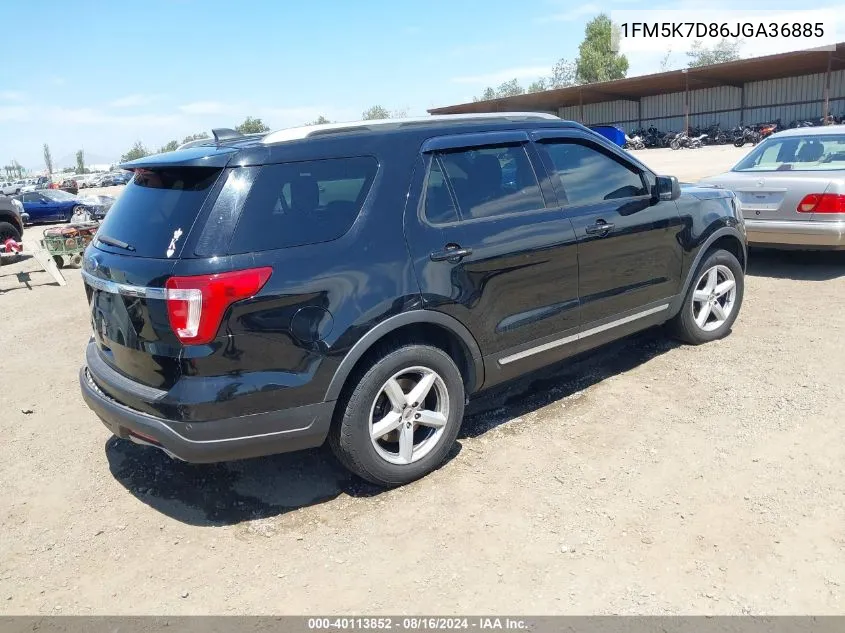 2018 Ford Explorer Xlt VIN: 1FM5K7D86JGA36885 Lot: 40113852