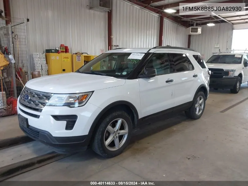 2018 Ford Explorer VIN: 1FM5K8B85JGA82930 Lot: 40114633