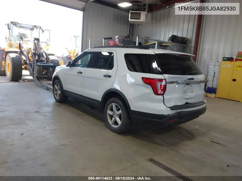 2018 Ford Explorer VIN: 1FM5K8B85JGA82930 Lot: 40114633