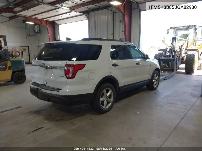 2018 Ford Explorer VIN: 1FM5K8B85JGA82930 Lot: 40114633