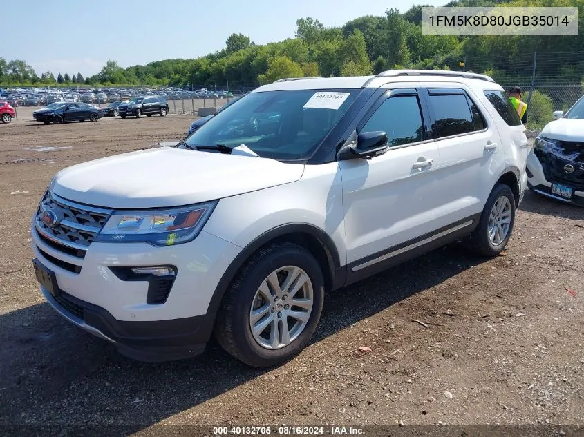 2018 Ford Explorer Xlt VIN: 1FM5K8D80JGB35014 Lot: 40132705