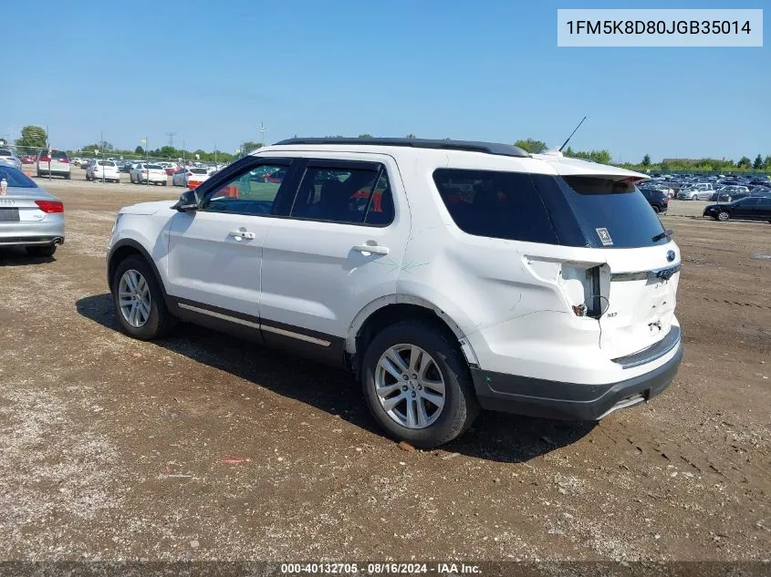 2018 Ford Explorer Xlt VIN: 1FM5K8D80JGB35014 Lot: 40132705