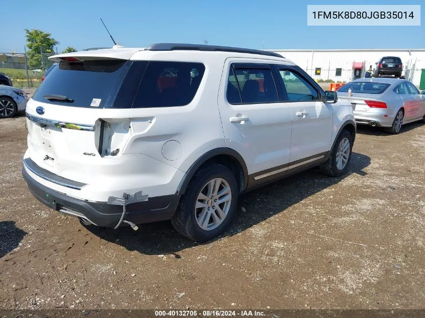 2018 Ford Explorer Xlt VIN: 1FM5K8D80JGB35014 Lot: 40132705