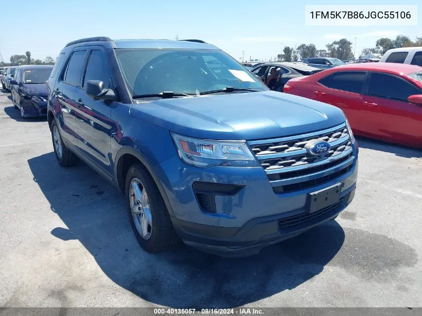 2018 Ford Explorer VIN: 1FM5K7B86JGC55106 Lot: 40135057