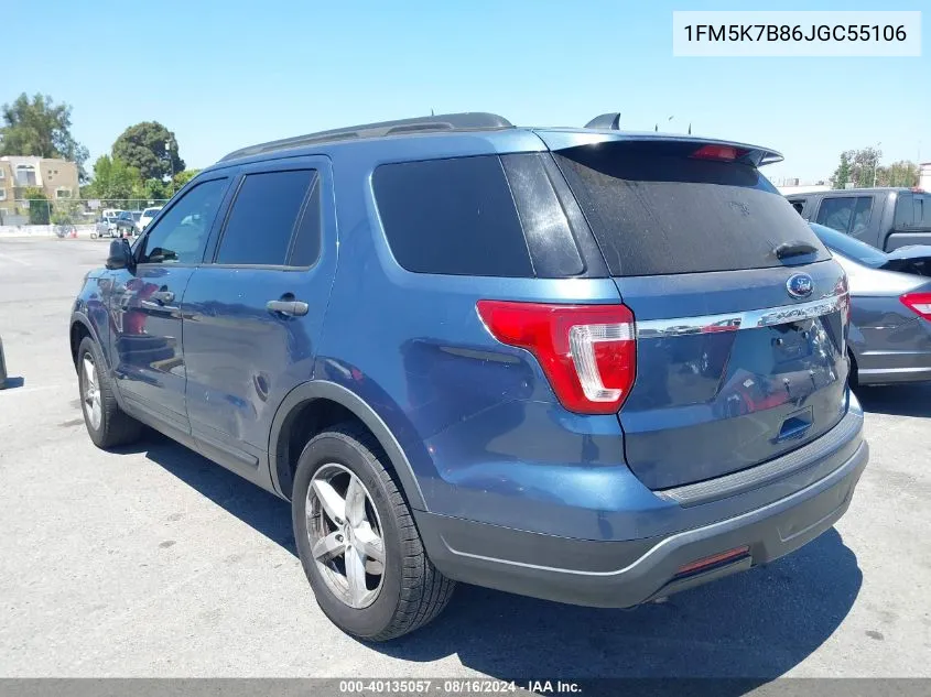 2018 Ford Explorer VIN: 1FM5K7B86JGC55106 Lot: 40135057