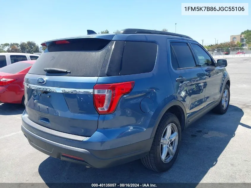 2018 Ford Explorer VIN: 1FM5K7B86JGC55106 Lot: 40135057