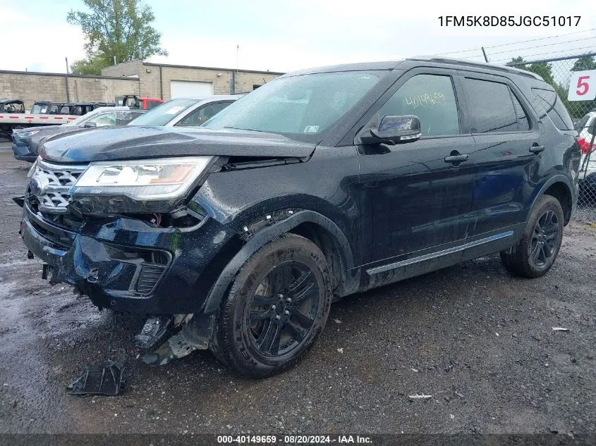 2018 Ford Explorer Xlt VIN: 1FM5K8D85JGC51017 Lot: 40149659