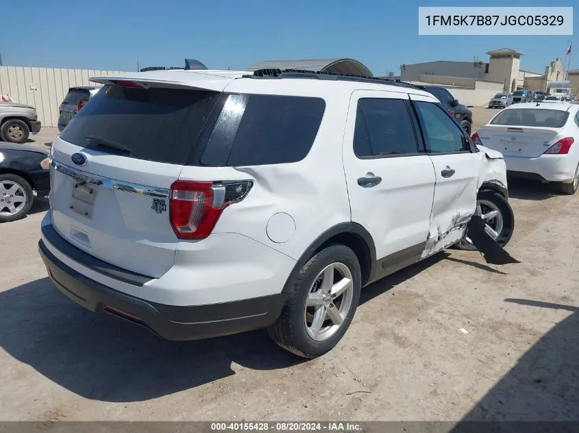 2018 Ford Explorer VIN: 1FM5K7B87JGC05329 Lot: 40155428