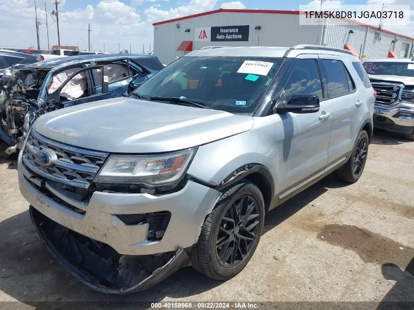 2018 Ford Explorer Xlt VIN: 1FM5K8D81JGA03718 Lot: 40159968