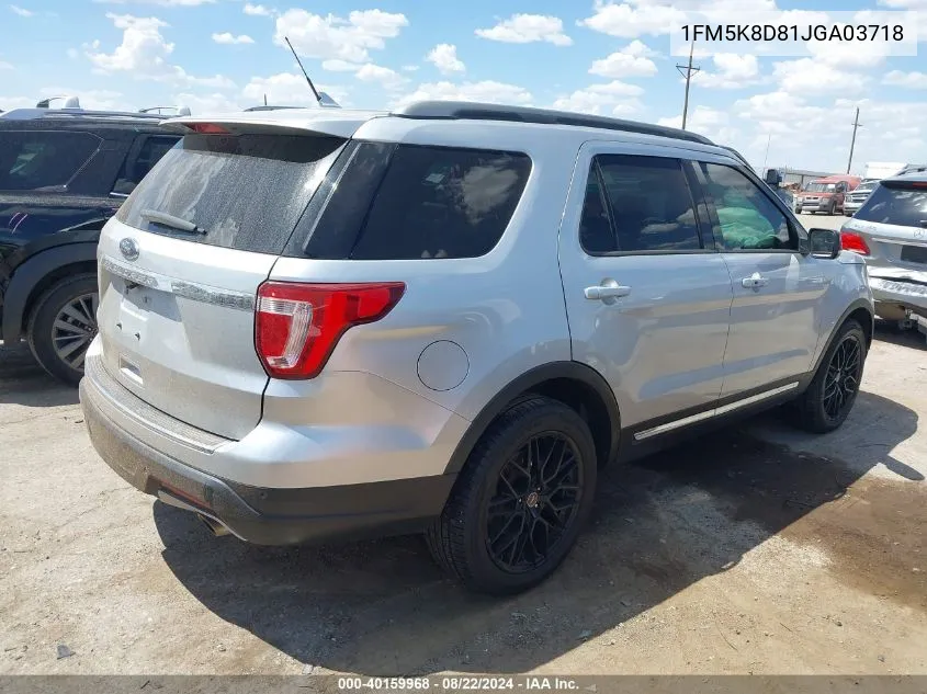 2018 Ford Explorer Xlt VIN: 1FM5K8D81JGA03718 Lot: 40159968