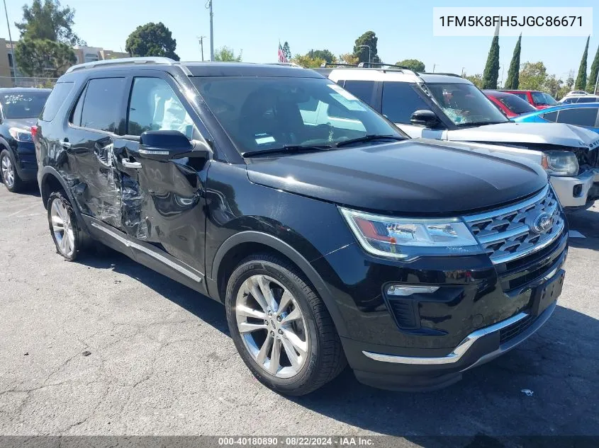 2018 Ford Explorer Limited VIN: 1FM5K8FH5JGC86671 Lot: 40180890