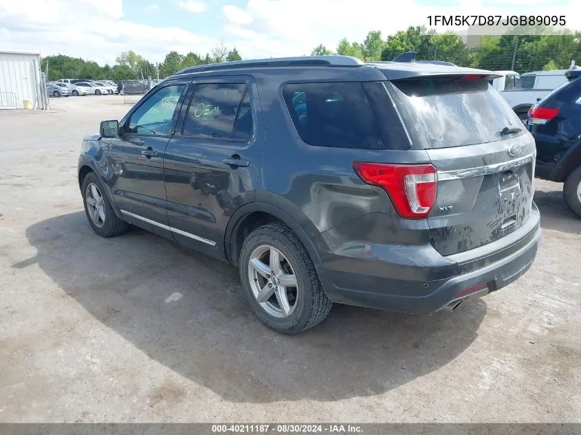 2018 Ford Explorer Xlt VIN: 1FM5K7D87JGB89095 Lot: 40211187