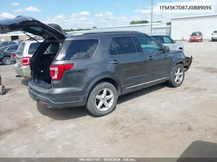 2018 Ford Explorer Xlt VIN: 1FM5K7D87JGB89095 Lot: 40211187