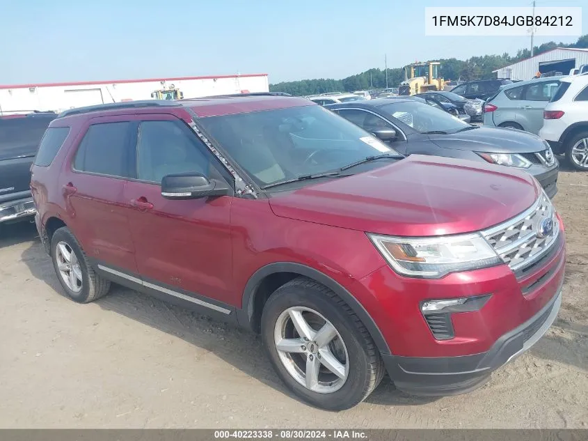 2018 Ford Explorer Xlt VIN: 1FM5K7D84JGB84212 Lot: 40223338