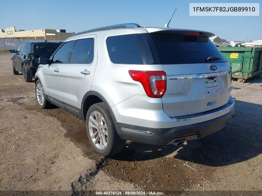 2018 Ford Explorer Limited VIN: 1FM5K7F82JGB89910 Lot: 40276124