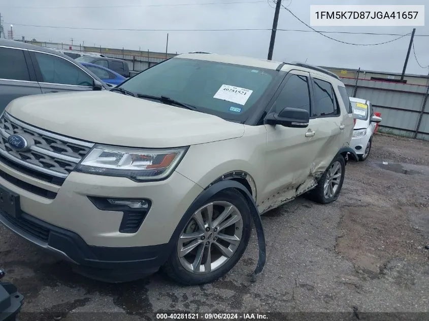 1FM5K7D87JGA41657 2018 Ford Explorer Xlt