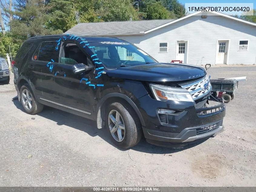 2018 Ford Explorer Xlt VIN: 1FM5K7D87JGC40420 Lot: 40287211