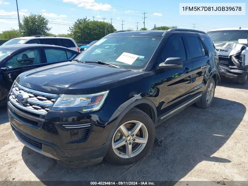 2018 Ford Explorer Xlt VIN: 1FM5K7D81JGB39678 Lot: 40294614