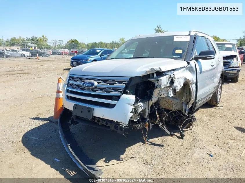 2018 Ford Explorer Xlt VIN: 1FM5K8D83JGB01553 Lot: 40307346