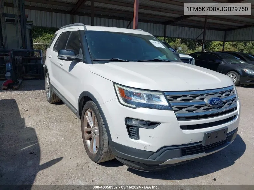 2018 Ford Explorer Xlt VIN: 1FM5K7D8XJGB29750 Lot: 40358967