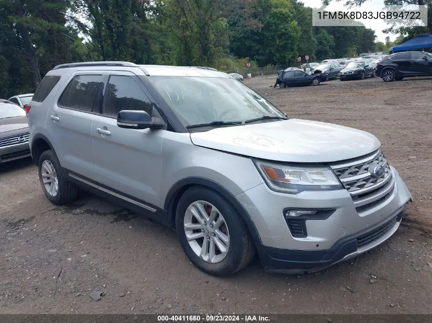 1FM5K8D83JGB94722 2018 Ford Explorer Xlt