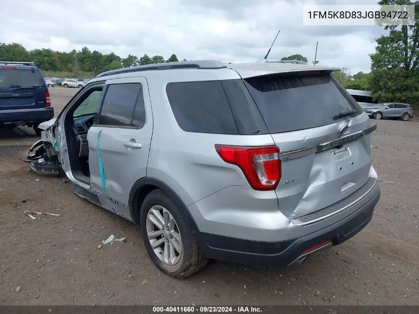 2018 Ford Explorer Xlt VIN: 1FM5K8D83JGB94722 Lot: 40411660