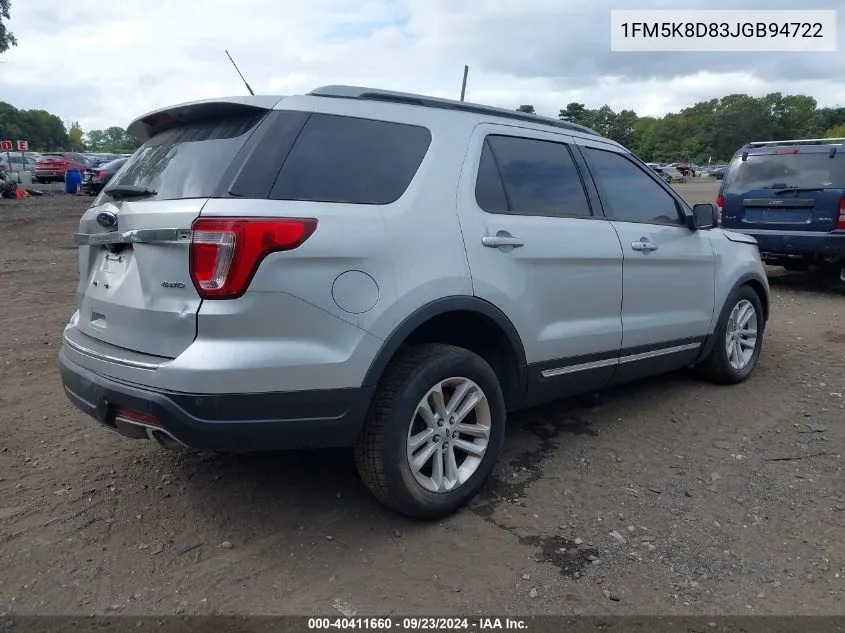 2018 Ford Explorer Xlt VIN: 1FM5K8D83JGB94722 Lot: 40411660