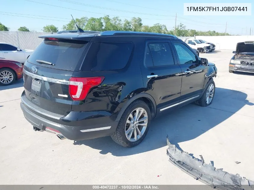 2018 Ford Explorer Limited VIN: 1FM5K7FH1JGB07441 Lot: 40472237