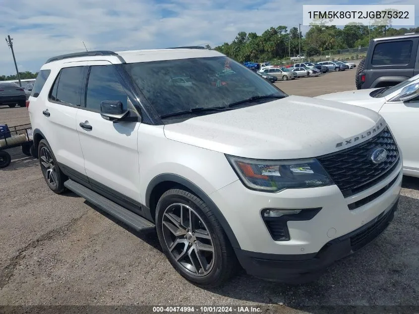 2018 Ford Explorer Sport VIN: 1FM5K8GT2JGB75322 Lot: 40474994