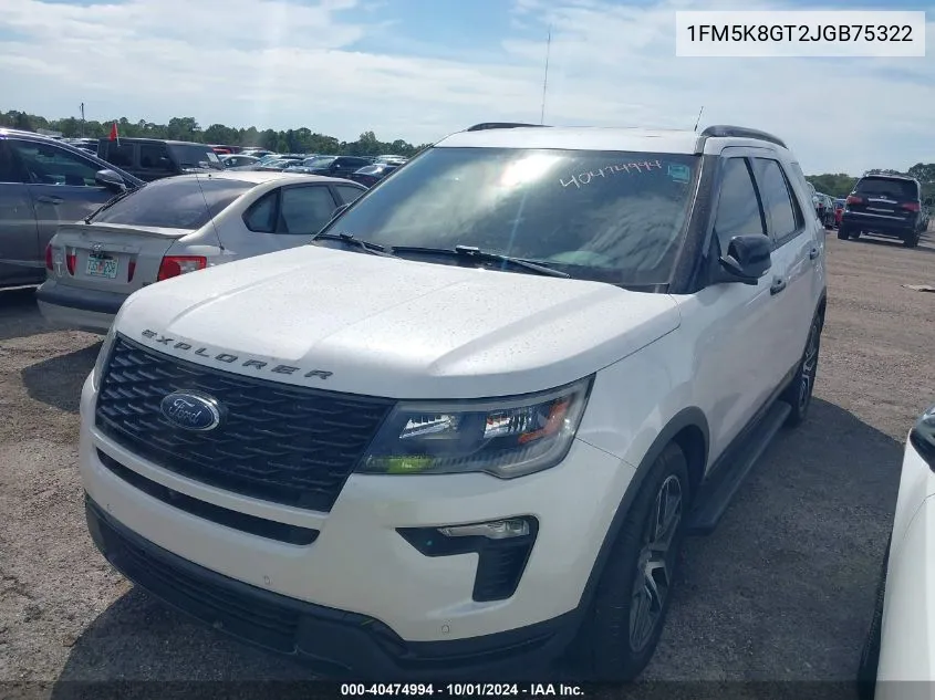 2018 Ford Explorer Sport VIN: 1FM5K8GT2JGB75322 Lot: 40474994