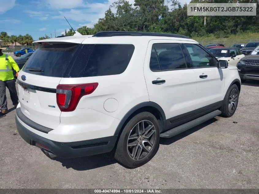 2018 Ford Explorer Sport VIN: 1FM5K8GT2JGB75322 Lot: 40474994