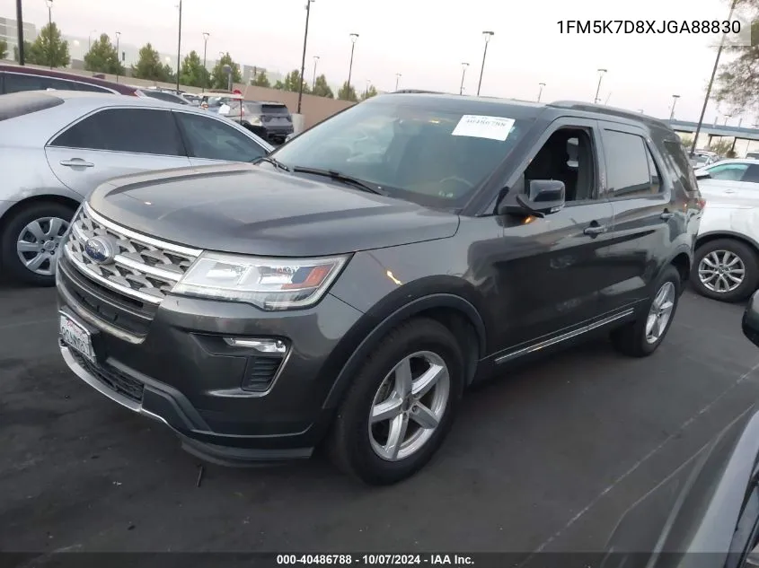 2018 Ford Explorer Xlt VIN: 1FM5K7D8XJGA88830 Lot: 40486788