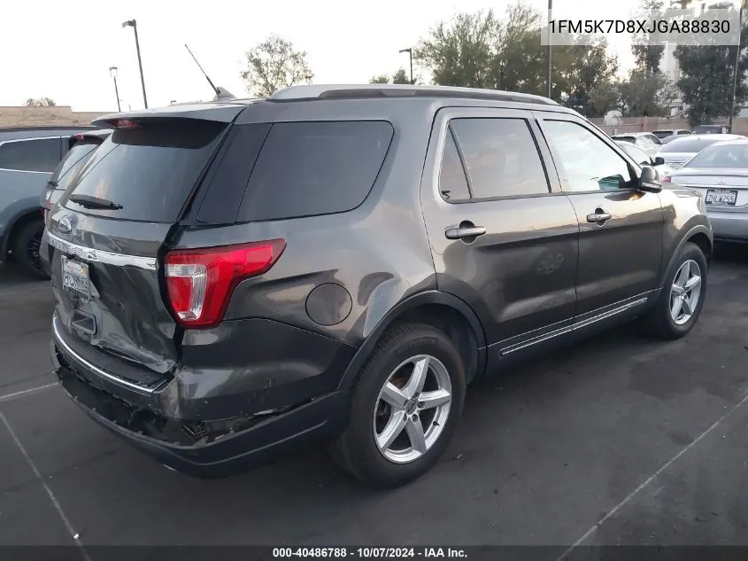 2018 Ford Explorer Xlt VIN: 1FM5K7D8XJGA88830 Lot: 40486788