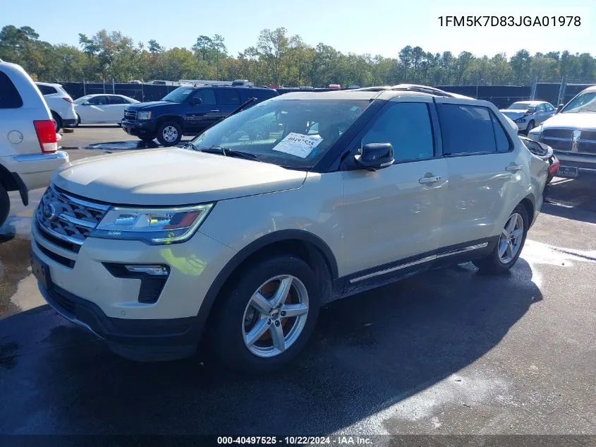 2018 Ford Explorer Xlt VIN: 1FM5K7D83JGA01978 Lot: 40497525