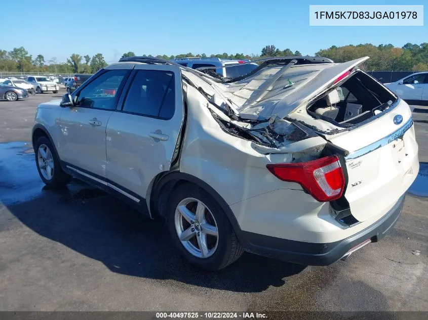 2018 Ford Explorer Xlt VIN: 1FM5K7D83JGA01978 Lot: 40497525