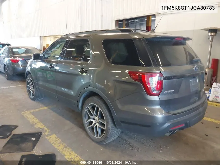 2018 Ford Explorer Sport VIN: 1FM5K8GT1JGA80783 Lot: 40499046