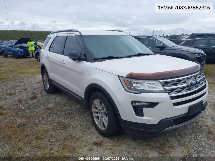 2018 Ford Explorer Xlt VIN: 1FM5K7D8XJGB52316 Lot: 40500595