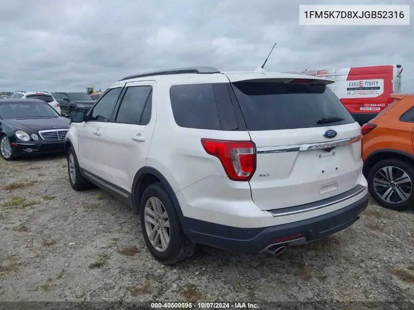 2018 Ford Explorer Xlt VIN: 1FM5K7D8XJGB52316 Lot: 40500595