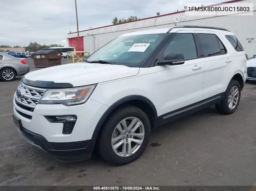 2018 Ford Explorer Xlt VIN: 1FM5K8D80JGC15803 Lot: 40513570