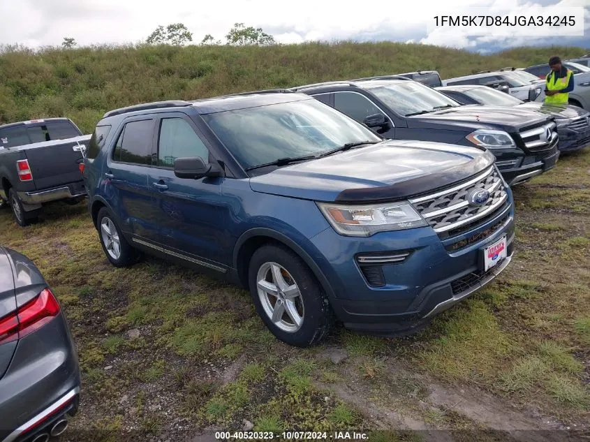 2018 Ford Explorer Xlt VIN: 1FM5K7D84JGA34245 Lot: 40520323