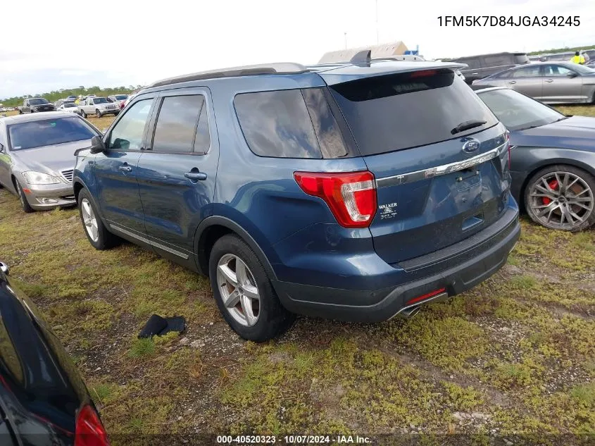 2018 Ford Explorer Xlt VIN: 1FM5K7D84JGA34245 Lot: 40520323